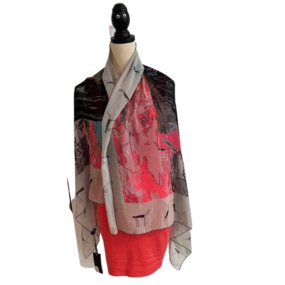 NWT Volt Design No375 HALO Sheer Art Design Inspired Printed Scarf Wrap 37”x 55” - Picture 3 of 13